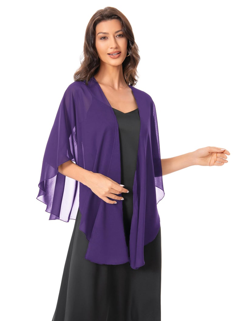 Hotshawl Womens Chiffon Shawls and Wraps, Wedding Party Shawl Scarf for Evening Dresses (Purple) - Image 1